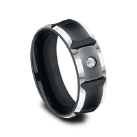 The Duel Men's Wedding Band in Black Cobalt - 8mm Width by Forge