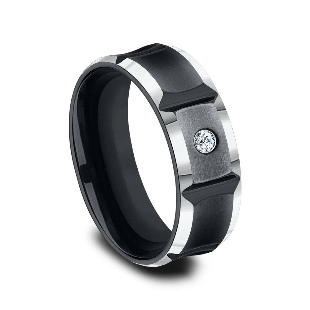 The Duel Men's Wedding Band in Black Cobalt - 8mm Width by Forge