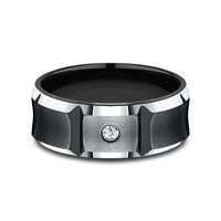 The Duel Men's Wedding Band in Black Cobalt - 8mm Width by Forge