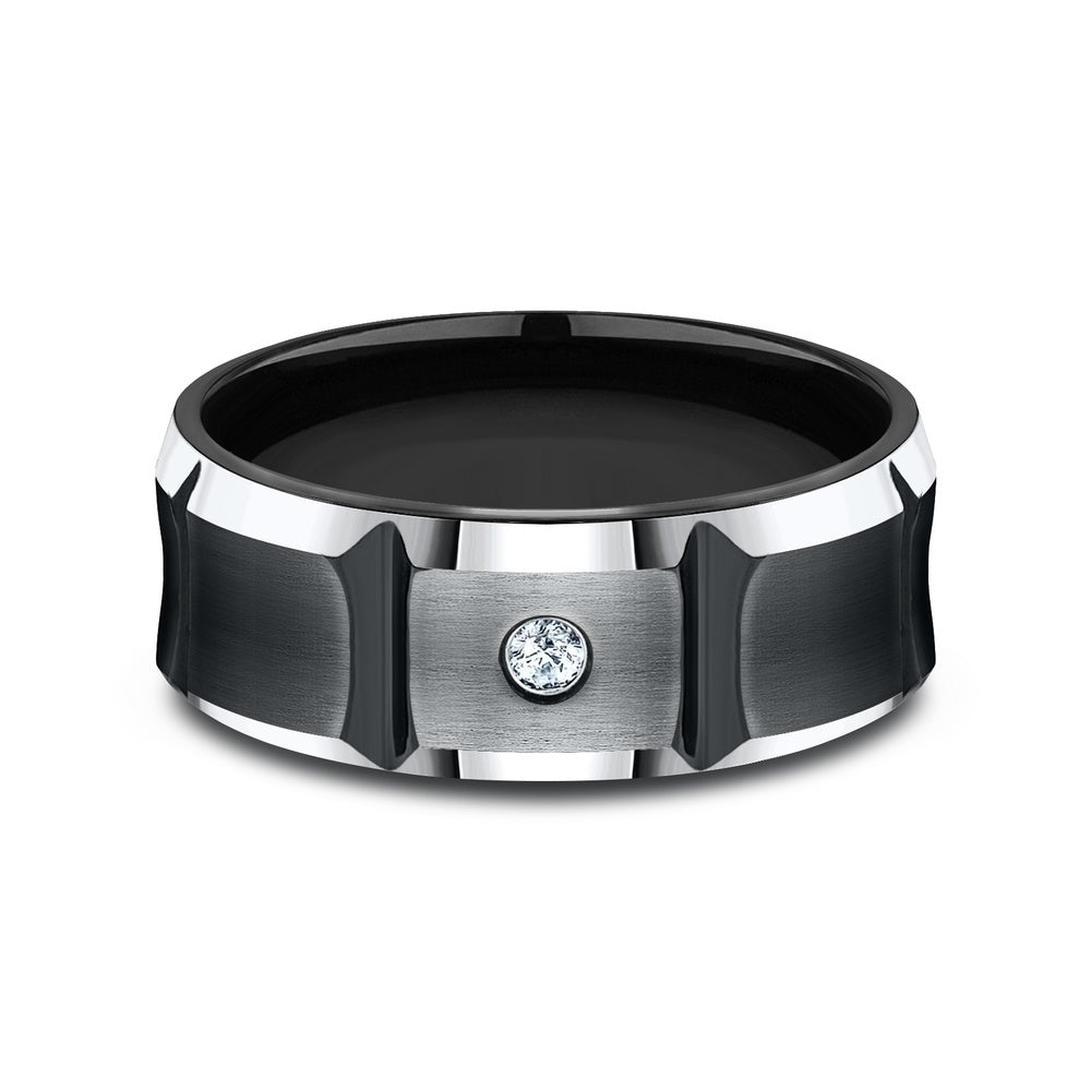 The Duel Men's Wedding Band in Black Cobalt - 8mm Width by Forge