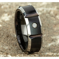 The Duel Men's Wedding Band in Black Cobalt - 8mm Width by Forge