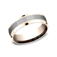 The Duke Men's Wedding Band in 14K Rose Gold and Grey Tantalum - 7mm Width by Ammara Stone