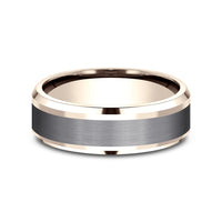 The Duke Men's Wedding Band in 14K Rose Gold and Grey Tantalum - 7mm Width by Ammara Stone