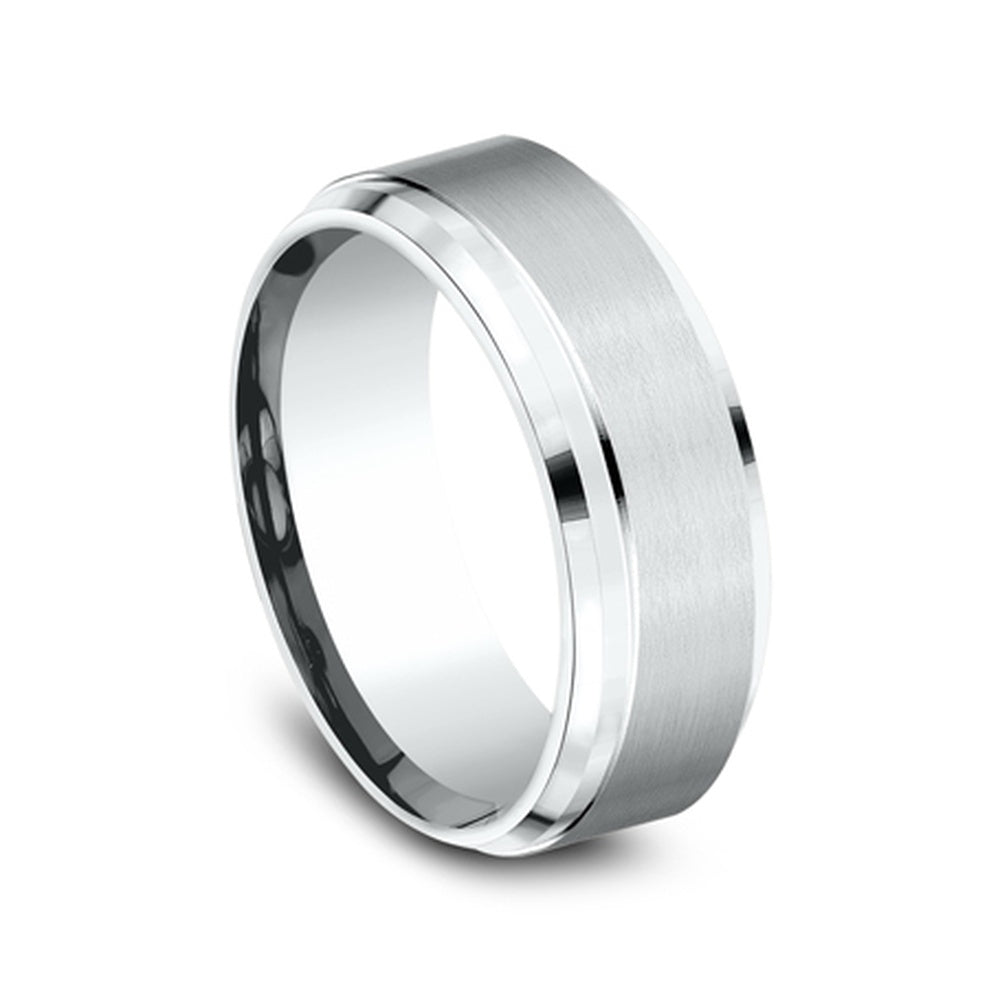 The Duke Men's Wedding Band in 14K White Gold - 8mm Width by Benchmark