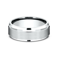 The Duke Men's Wedding Band in 14K White Gold - 8mm Width by Benchmark