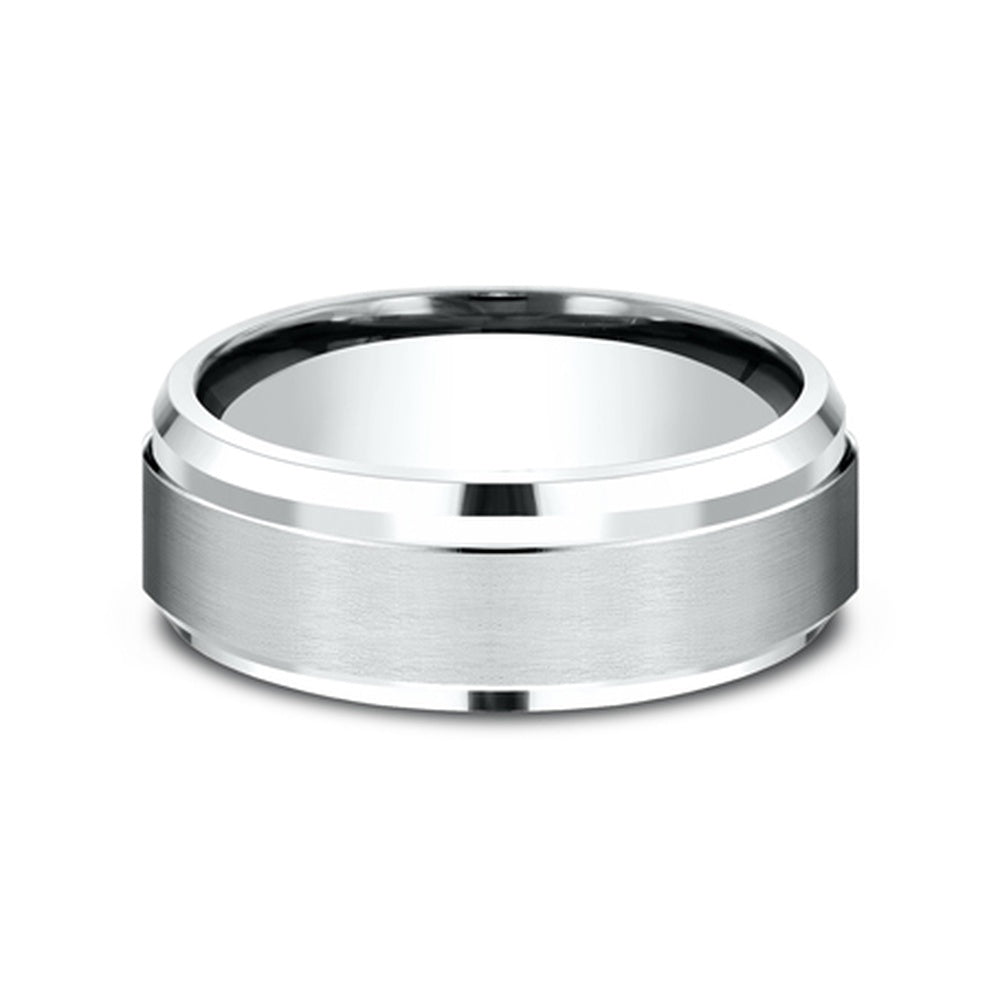 The Duke Men's Wedding Band in 14K White Gold - 8mm Width by Benchmark