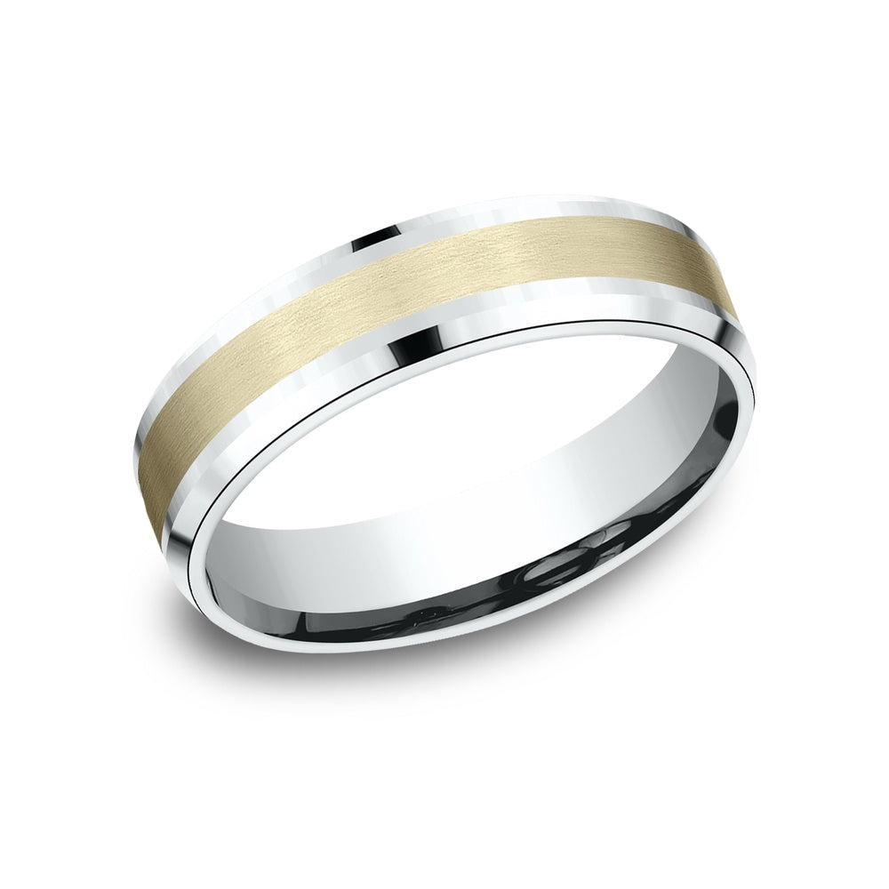 The Duke Men's Wedding Band in 14K Yellow and White Gold - 6mm Width by Benchmark