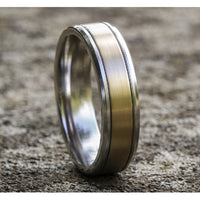 The Duke Men's Wedding Band in 14K Yellow and White Gold - 6mm Width by Benchmark
