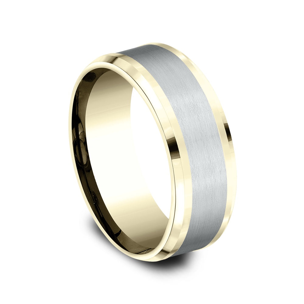 The Duke Men's Wedding Band in 14K Yellow and White Gold - 8mm Width by Benchmark