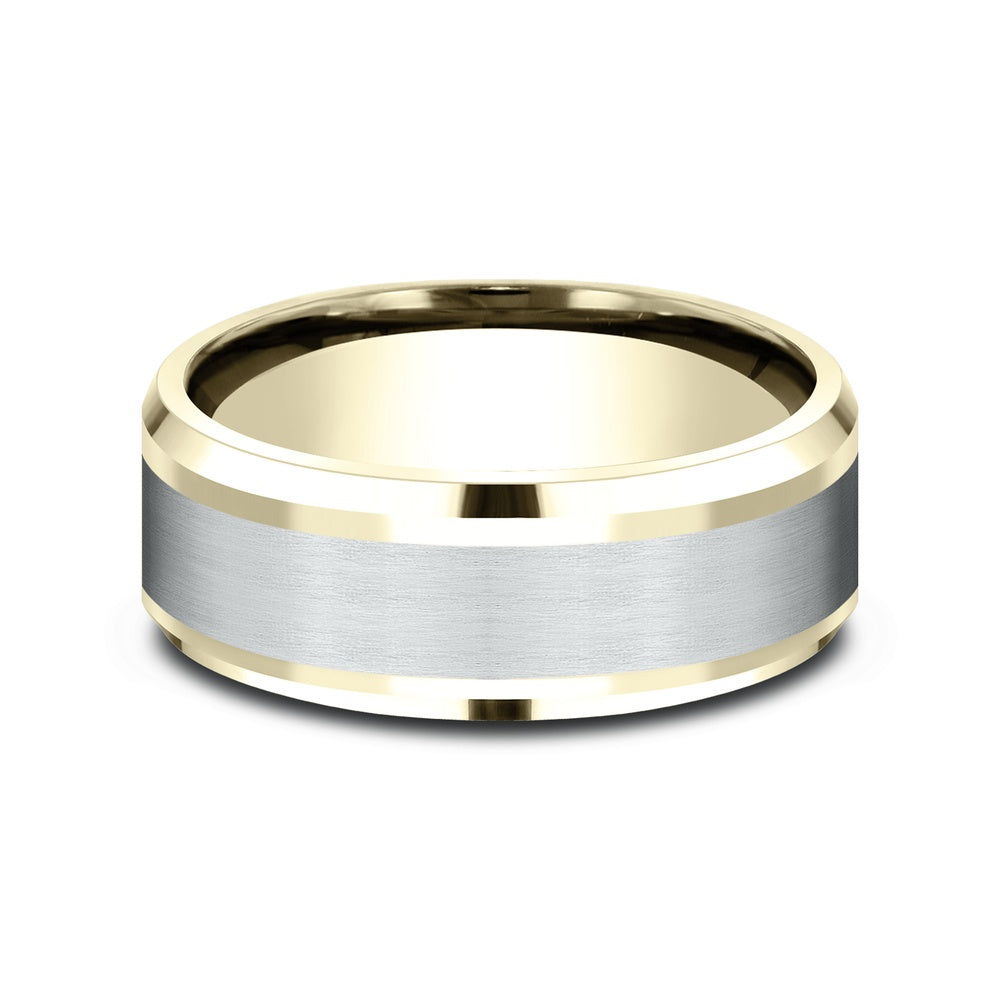 The Duke Men's Wedding Band in 14K Yellow and White Gold - 8mm Width by Benchmark