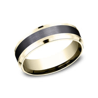 The Duke Men's Wedding Band in 14K Yellow Gold and Black Titanium - 7mm Width by Ammara Stone
