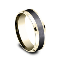 The Duke Men's Wedding Band in 14K Yellow Gold and Black Titanium - 7mm Width by Ammara Stone
