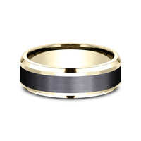 The Duke Men's Wedding Band in 14K Yellow Gold and Black Titanium - 7mm Width by Ammara Stone