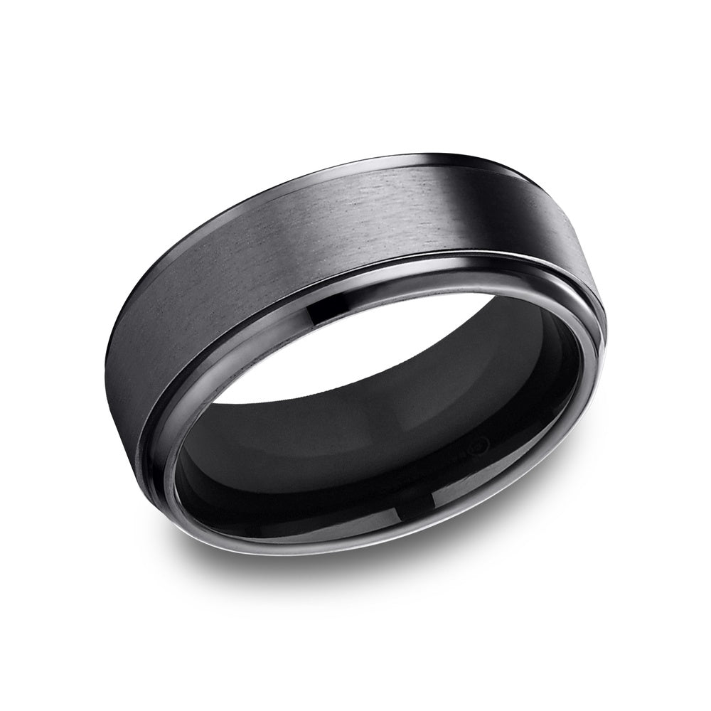 The Duke Men's Wedding Band in Black Titanium - 9mm Width by Forge