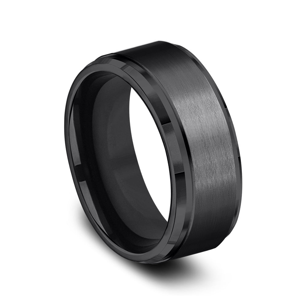 The Duke Men's Wedding Band in Black Titanium - 9mm Width by Forge