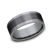 The Duke Men's Wedding Band in Grey Tantalum and Black Titanium - 8mm Width by Tantalum