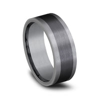 The Duke Men's Wedding Band in Grey Tantalum and Black Titanium - 8mm Width by Tantalum