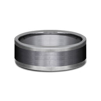 The Duke Men's Wedding Band in Grey Tantalum and Black Titanium - 8mm Width by Tantalum