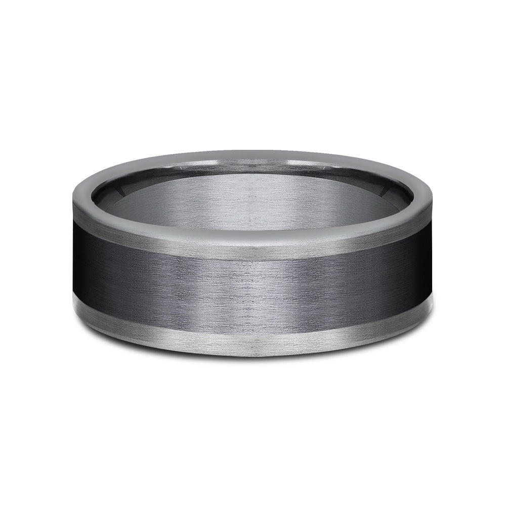 The Duke Men's Wedding Band in Grey Tantalum and Black Titanium - 8mm Width by Tantalum