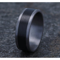 The Duke Men's Wedding Band in Grey Tantalum and Black Titanium - 8mm Width by Tantalum