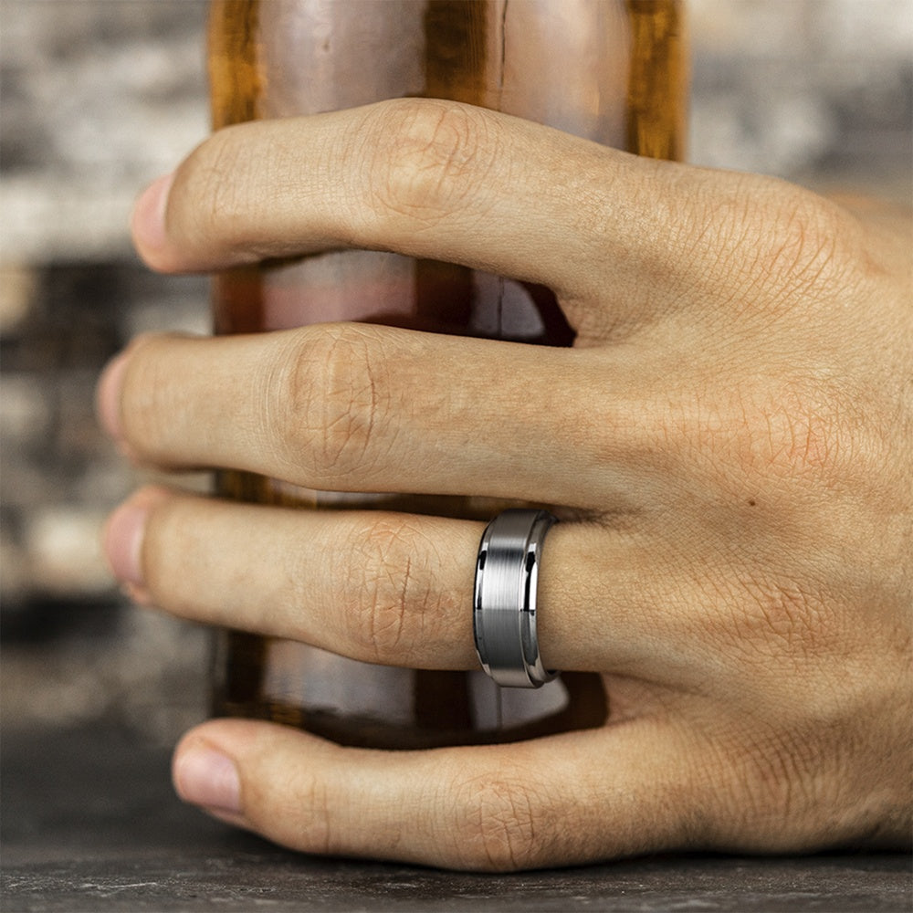 The Duke Men's Wedding Band in White Cobalt - 9mm Width by Forge
