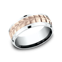 The Dundee Men's Wedding Band in 14K White and Rose Gold - 8mm Width by Benchmark