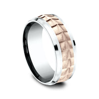 The Dundee Men's Wedding Band in 14K White and Rose Gold - 8mm Width by Benchmark