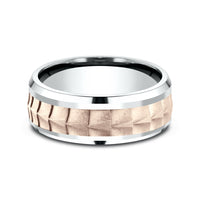 The Dundee Men's Wedding Band in 14K White and Rose Gold - 8mm Width by Benchmark