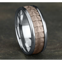 The Dundee Men's Wedding Band in 14K White and Rose Gold - 8mm Width by Benchmark
