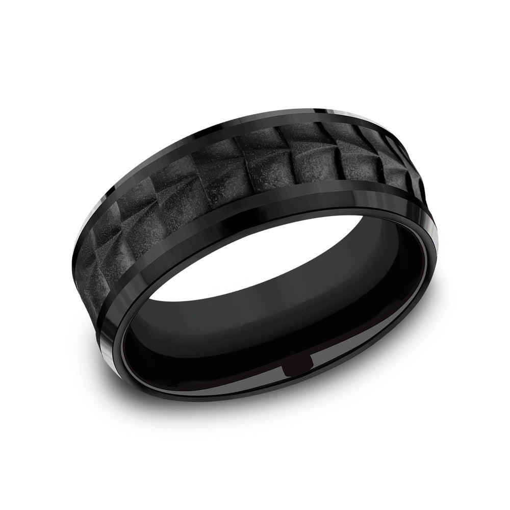 The Dundee Men's Wedding Band in Black Titanium - 8mm Width by Forge