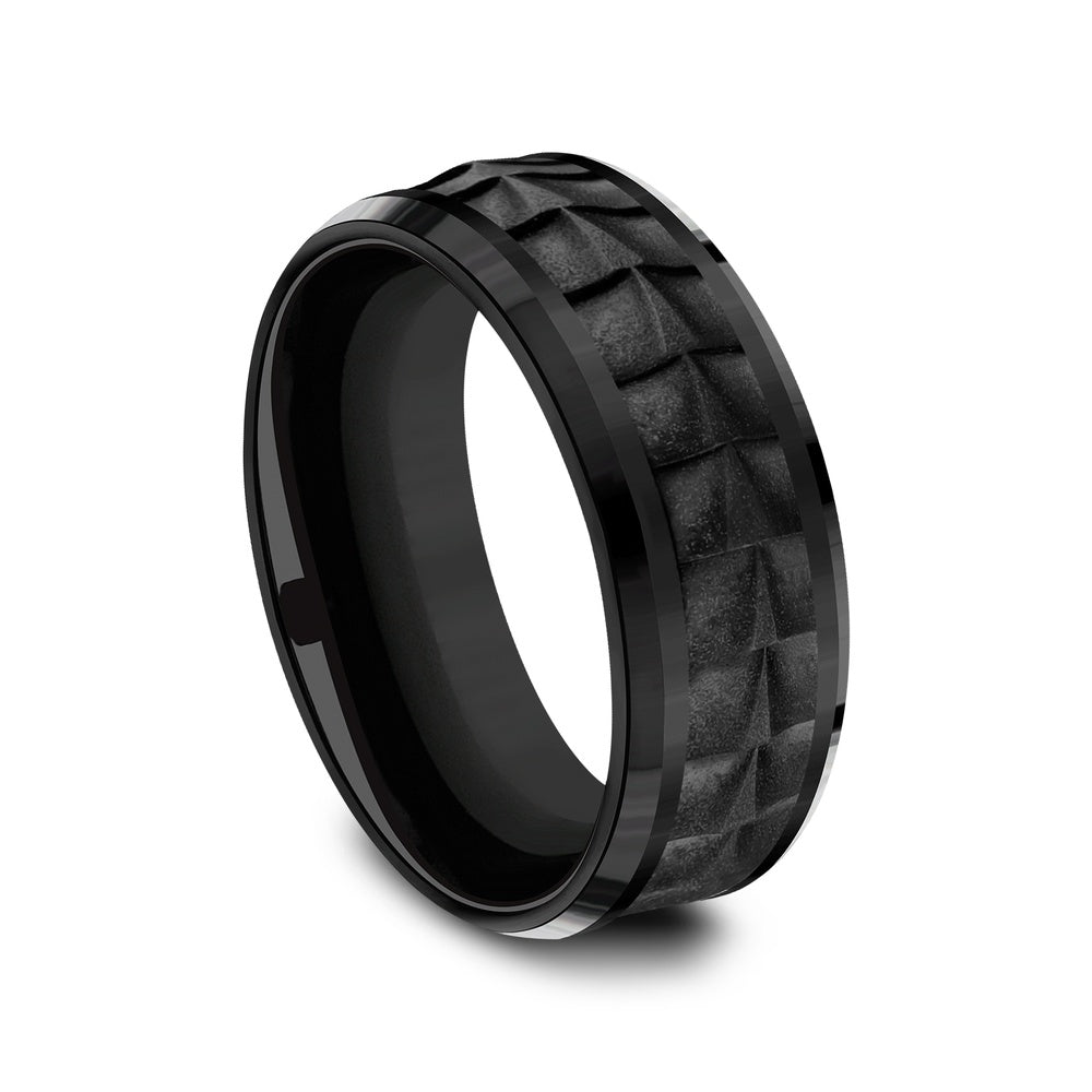 The Dundee Men's Wedding Band in Black Titanium - 8mm Width by Forge