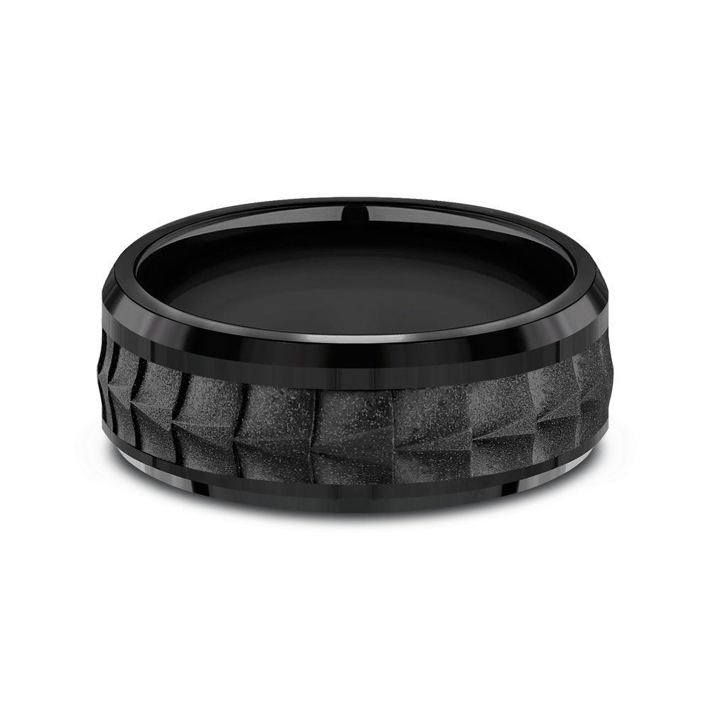 The Dundee Men's Wedding Band in Black Titanium - 8mm Width by Forge