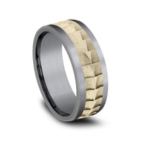 The Dundee Men's Wedding Band in Grey Tantalum and 14K Yellow Gold - 8mm Width by Ammara Stone