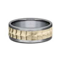 The Dundee Men's Wedding Band in Grey Tantalum and 14K Yellow Gold - 8mm Width by Ammara Stone