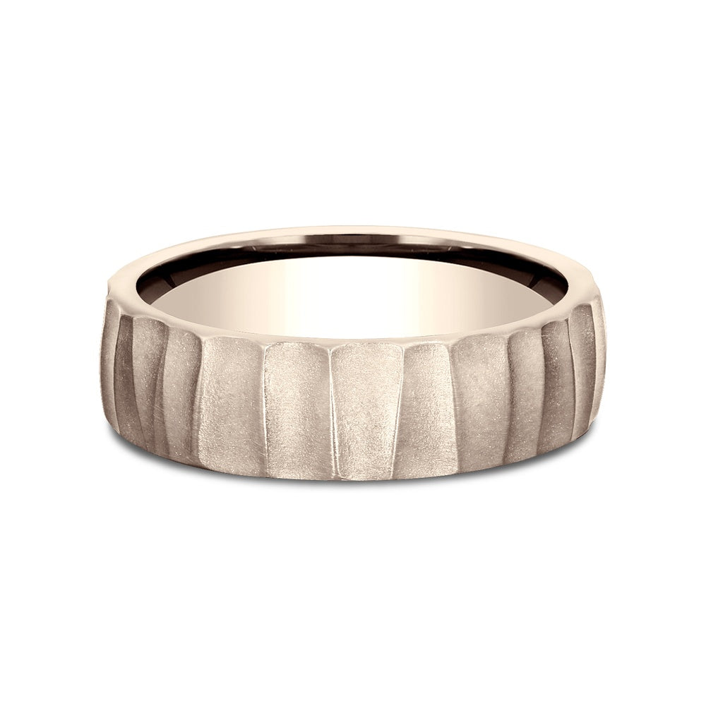 The Dune Men's Wedding Band in 14K Rose Gold - 6.5mm Width by Benchmark