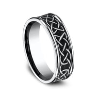 The Dunmore Men's Wedding Band in White Cobalt - 7mm Width by Forge