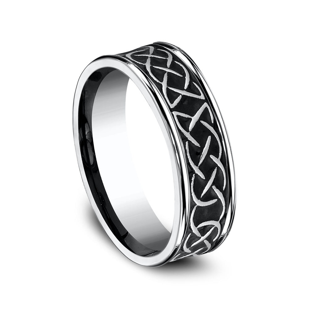The Dunmore Men's Wedding Band in White Cobalt - 7mm Width by Forge