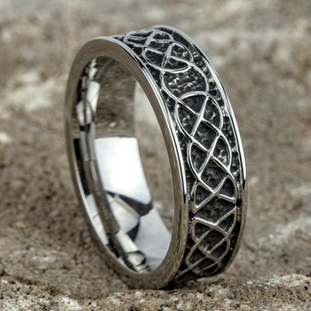 The Dunmore Men's Wedding Band in White Cobalt - 7mm Width by Forge