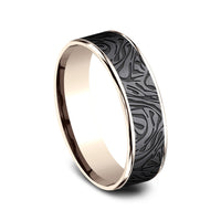 The Dynasty Men's Wedding Band in 14K Rose Gold and Tantalum - 6.5mm Width by Ammara Stone
