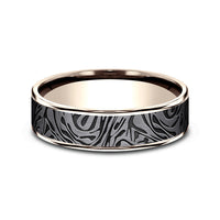 The Dynasty Men's Wedding Band in 14K Rose Gold and Tantalum - 6.5mm Width by Ammara Stone