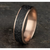 The Dynasty Men's Wedding Band in 14K Rose Gold and Tantalum - 6.5mm Width by Ammara Stone