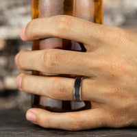 The Dynasty Men's Wedding Band in 14K Rose Gold and Tantalum - 6.5mm Width by Ammara Stone