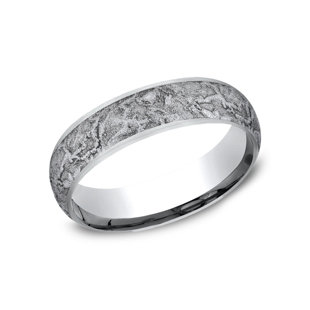 The Easel Men's Wedding Band in White Cobalt - 6mm Width by Forge