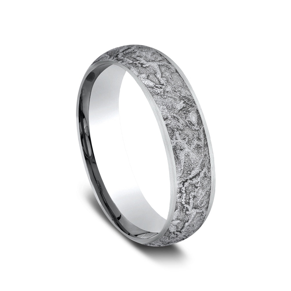 The Easel Men's Wedding Band in White Cobalt - 6mm Width by Forge