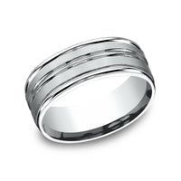 The Echo Men's Wedding Band in 14K White Gold - 8mm Width by Benchmark