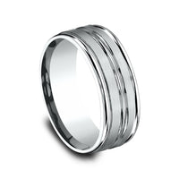 The Echo Men's Wedding Band in 14K White Gold - 8mm Width by Benchmark