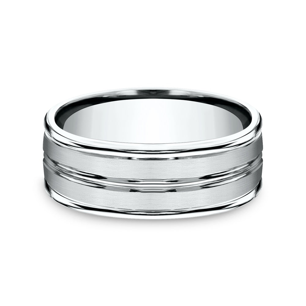 The Echo Men's Wedding Band in 14K White Gold - 8mm Width by Benchmark