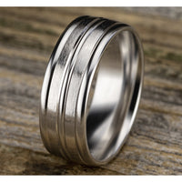 The Echo Men's Wedding Band in 14K White Gold - 8mm Width by Benchmark