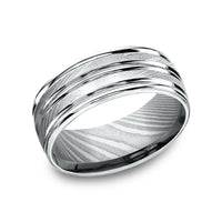 The Echo Men's Wedding Band in Damascus Steel - 8mm Width by Forge