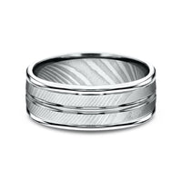 The Echo Men's Wedding Band in Damascus Steel - 8mm Width by Forge